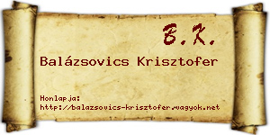 Balázsovics Krisztofer névjegykártya